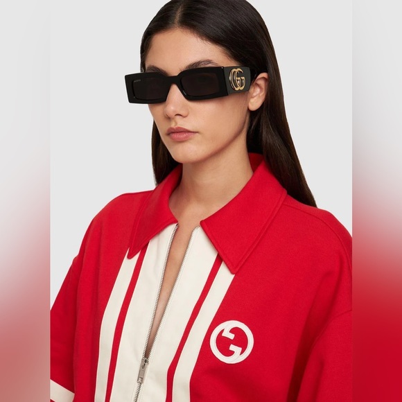 Authentic Gucci Grey Rectangular Sunglasses GG1425S 001 53 - Picture 3 of 15